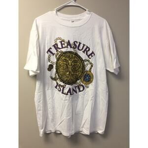 Jerzees Vintage Las Vegas T-Shirt Men's Sz L White Treasure Island Mirage Casino